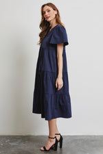 HEYSON Cotton Poplin Ruffled Tiered Midi Dress