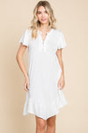 Culture Code Short Sleeve Ruffled Asymmetric Hem Dress