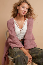 POL Open Front Sweater Cardigan with Pockets