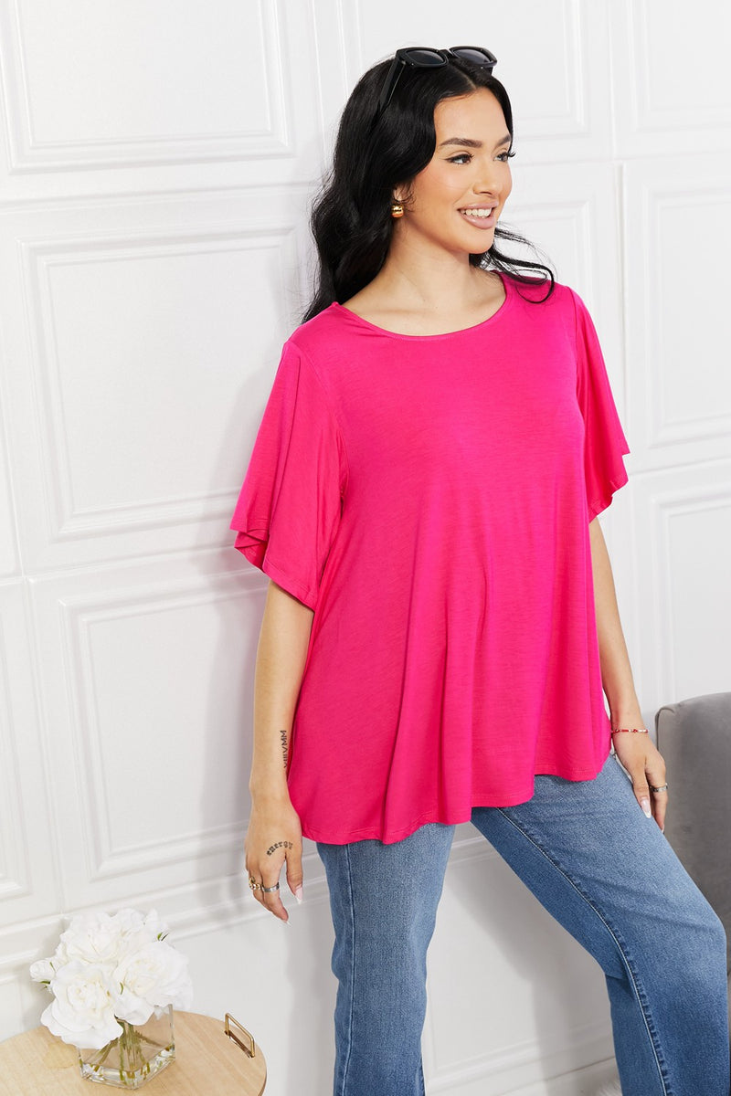 Yelete More Than Words Flutter Sleeve Top