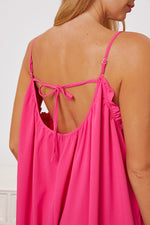 Double Take Ruffle Trim Tie Back Cami Jumpsuit with Pockets