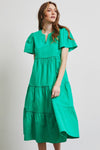 HEYSON Cotton Poplin Ruffled Tiered Midi Dress