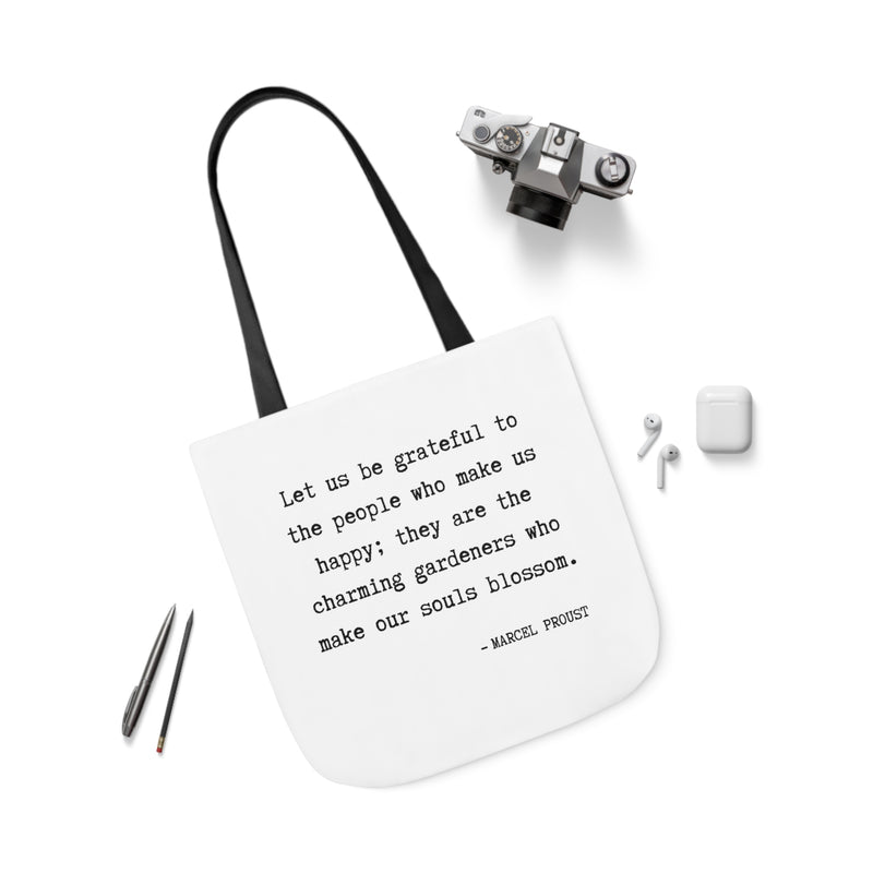 Let Us Be Grateful- Proust Canvas Tote Bag, 3-Color Strap Options