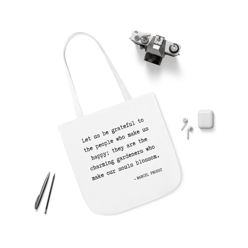 Let Us Be Grateful- Proust Canvas Tote Bag, 3-Color Strap Options