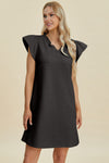 Double Take Ruffled V-Neck Cap Sleeve Dress