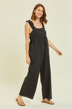 HEYSON Ruffled Strap Back Tie Wide Leg Jumpsuit