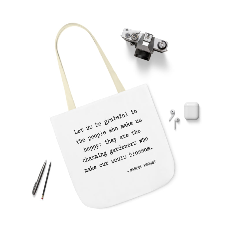 Let Us Be Grateful- Proust Canvas Tote Bag, 3-Color Strap Options