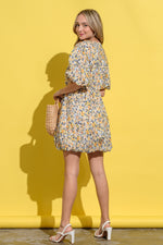 And The Why Floral Surplice Puff Sleeve Dress