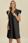 Double Take Ruffled V-Neck Cap Sleeve Dress