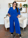 Double Take Surplice Wide Leg Jumpsuit with Pockets