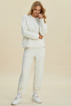 Double Take Texture Round Neck Long Sleeve Top and Pants Set