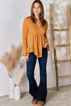 Hailey & Co V-Neck Flounce Sleeve Blouse