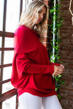 First Love Asymmetrical Hem Dolman Sleeve Sweater