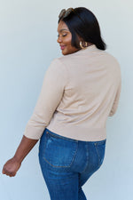 Doublju My Favorite 3/4 Sleeve Cropped Cardigan in Khaki