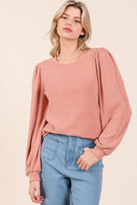 Mittoshop Round Neck Long Sleeve Rib Knit Top