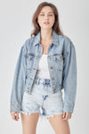 RISEN Full Button Down Cropped Denim Jacket