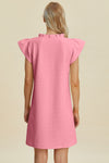 Double Take Ruffled V-Neck Cap Sleeve Dress