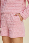 Double Take Texture Round Neck Long Sleeve Top and Shorts Set