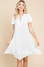 Culture Code Short Sleeve Ruffled Asymmetric Hem Dress