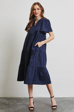 HEYSON Cotton Poplin Ruffled Tiered Midi Dress