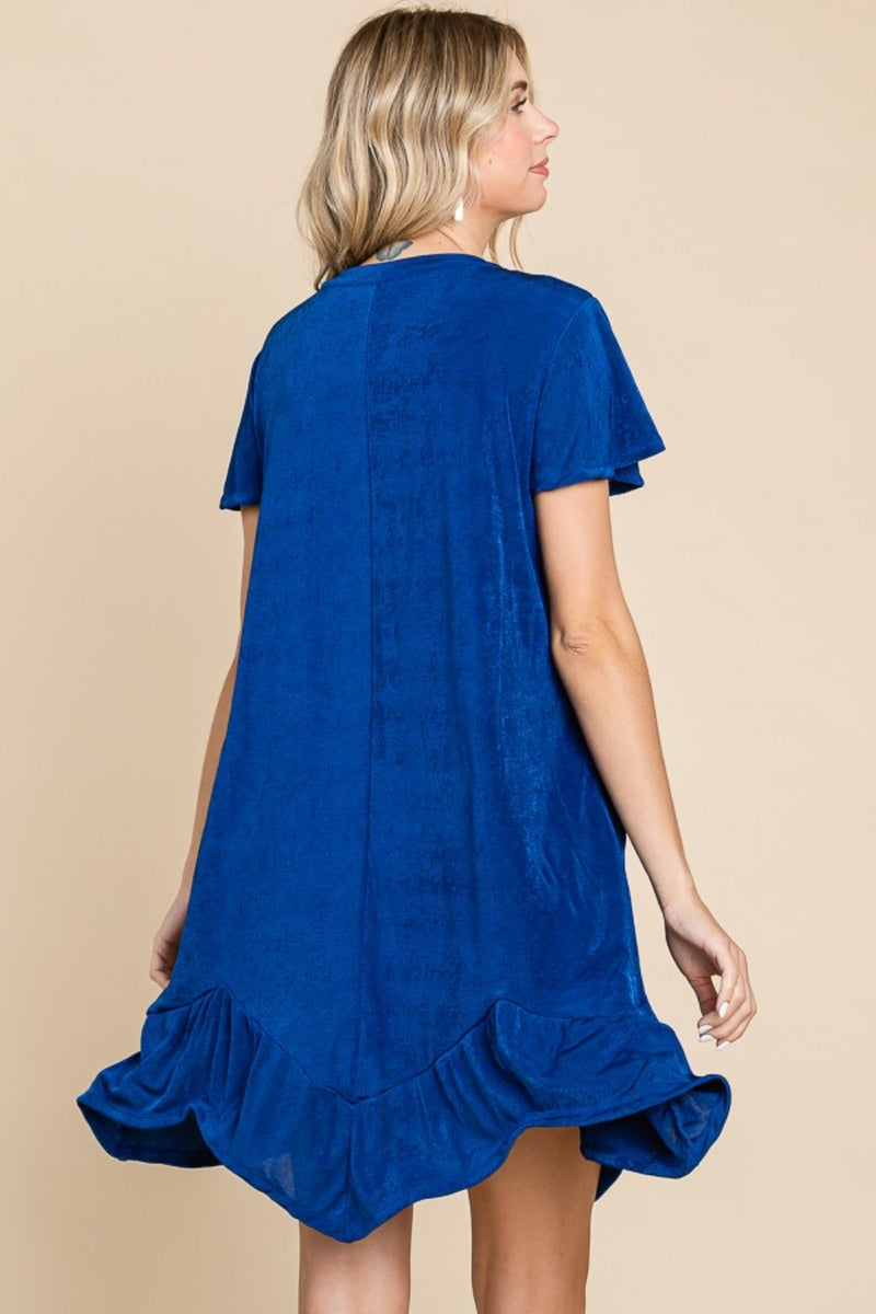 Culture Code Short Sleeve Ruffled Asymmetric Hem Dress