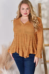 Hailey & Co V-Neck Flounce Sleeve Blouse