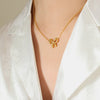 Gold-Plated Titanium Steel Bow Pendant Necklace