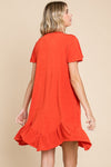 Culture Code Short Sleeve Ruffled Asymmetric Hem Dress