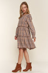 And The Why Washed Frayed Tiered Plaid Dress