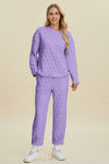 Double Take Texture Round Neck Long Sleeve Top and Pants Set