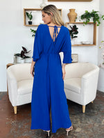 Double Take Surplice Wide Leg Jumpsuit with Pockets