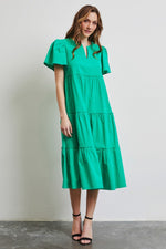 HEYSON Cotton Poplin Ruffled Tiered Midi Dress