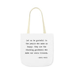 Let Us Be Grateful- Proust Canvas Tote Bag, 3-Color Strap Options