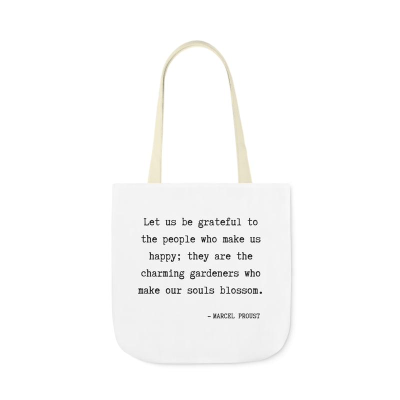 Let Us Be Grateful- Proust Canvas Tote Bag, 3-Color Strap Options