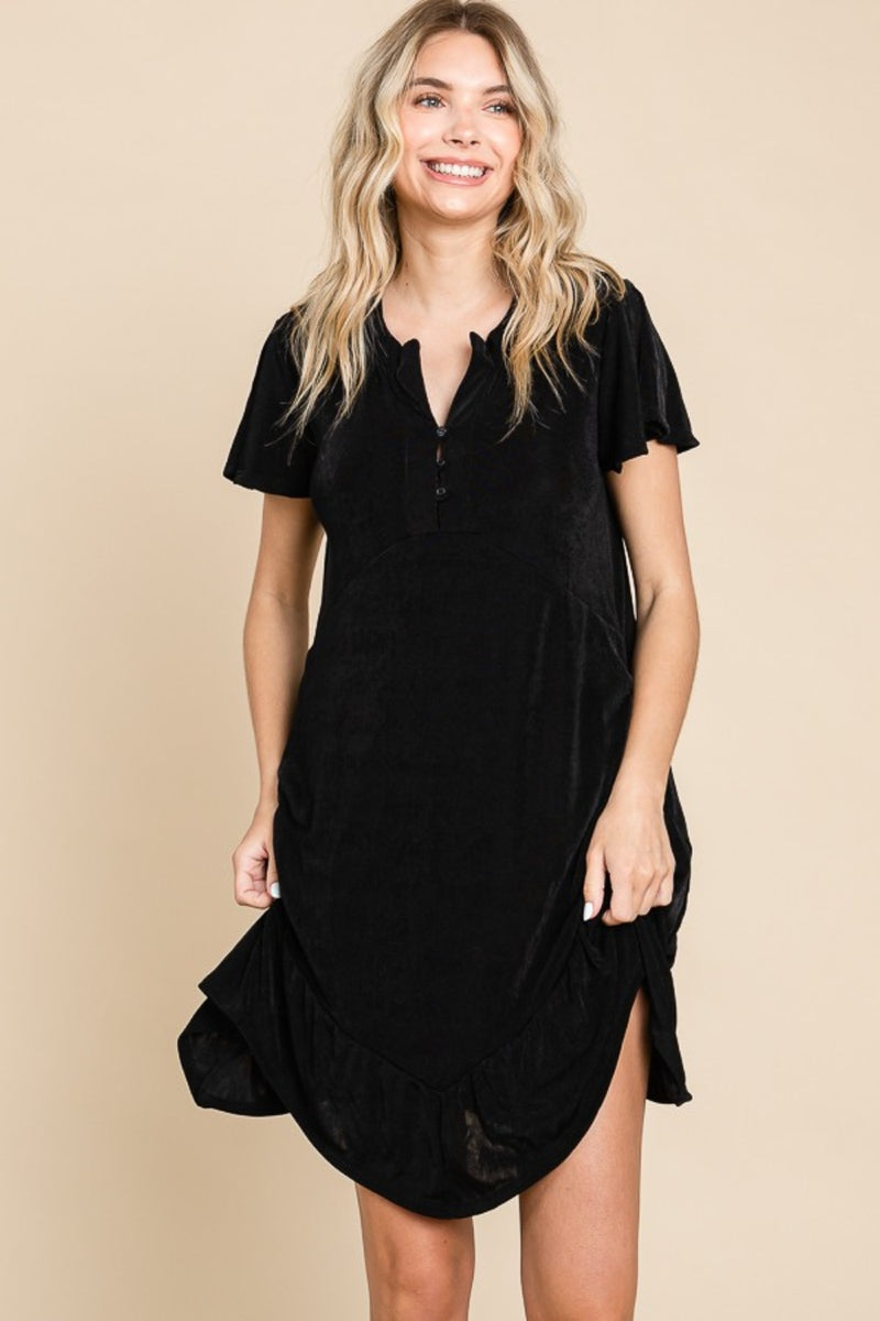 Culture Code Short Sleeve Ruffled Asymmetric Hem Dress