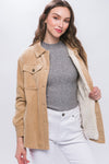 Love Tree Corduroy Button Up Jacket with Sherpa Inside