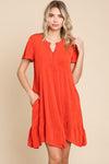 Culture Code Short Sleeve Ruffled Asymmetric Hem Dress