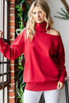 First Love Cut Out Shoulder Turtleneck Sweater