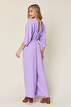 Double Take Surplice Wide Leg Jumpsuit with Pockets