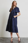 HEYSON Cotton Poplin Ruffled Tiered Midi Dress