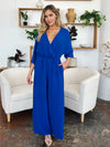 Double Take Surplice Wide Leg Jumpsuit with Pockets