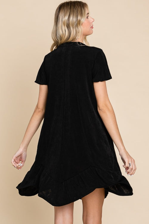 Culture Code Short Sleeve Ruffled Asymmetric Hem Dress