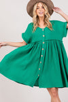 SAGE + FIG Button Up Short Sleeve Dress