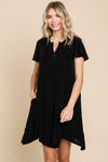 Culture Code Short Sleeve Ruffled Asymmetric Hem Dress