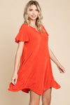 Culture Code Short Sleeve Ruffled Asymmetric Hem Dress