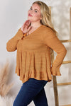 Hailey & Co V-Neck Flounce Sleeve Blouse