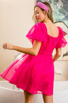 BiBi Puff Sleeve Organza Mini Dress