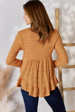 Hailey & Co V-Neck Flounce Sleeve Blouse