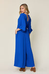 Double Take Surplice Wide Leg Jumpsuit with Pockets