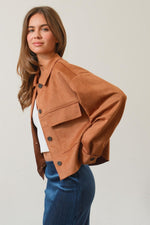 HYFVE Suede Button Down Cropped Jacket